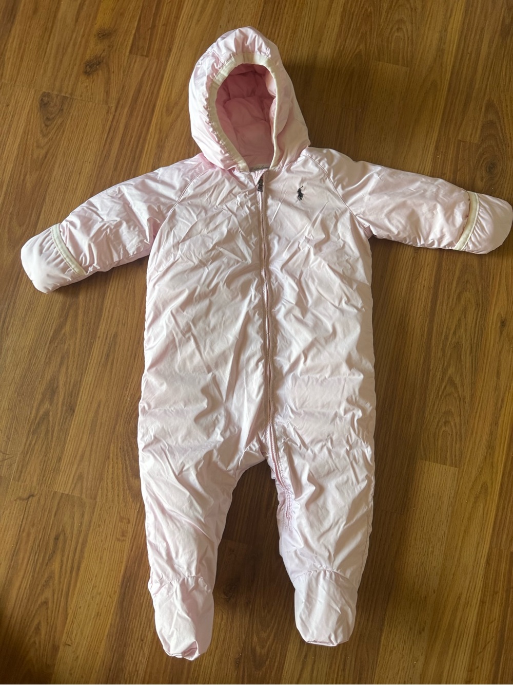 Ralph Lauren Baby Girls Pink Hooded Snowsuit Bunting One Piece 9-12 month